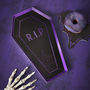 Coffin Iridescent Black Halloween Paper Party Plates, thumbnail 1 of 3