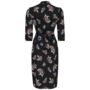 Mabel Long Sleeve Dress In Black Floral 1940s Style, thumbnail 2 of 3