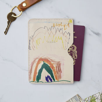 Personalised Child's Drawing Leather Passport Holder, 2 of 3