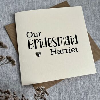 Personalised Bridesmaid Wedding Card, 2 of 2