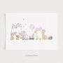 Personalised Pink Animals On Parade Nursery Art Print, thumbnail 7 of 11