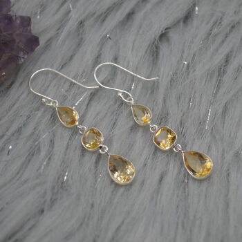 Citrine Teardrop Dangle Earrings: 925 Silver, 8 of 9
