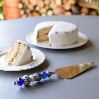 Hand Painted Blue And White Cake Server, 2 of 3