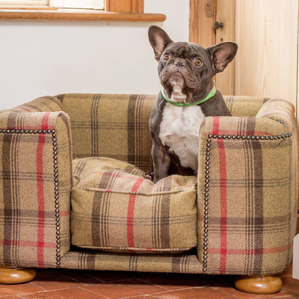 Tetford Square Chesterfield Dog Bed In Balmoral Tweed By