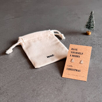 Merry Christmas Sterling Silver Tree Earrings, 5 of 11