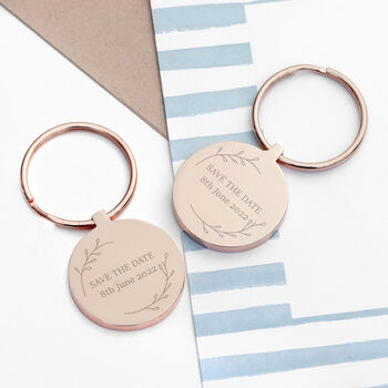 Personalised Save The Date Round Keyring, 3 of 7