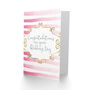 Pink Stripes Gold Filigree Congratulations Wedding Card, thumbnail 2 of 4
