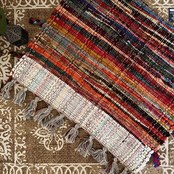 Recycled Cotton Rainbow Rag Rug 60cm X 90cm, 4 of 10