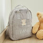 Personalised Biscuit Bear Grey Cord Mini Backpack, thumbnail 1 of 5