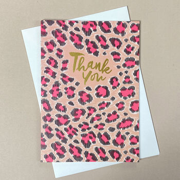 Eight Thank You Ikat Leopard Spot Note Cards Box Set, 6 of 10