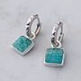 The Square Amazonite Silver Gemstone Earrings, thumbnail 1 of 6