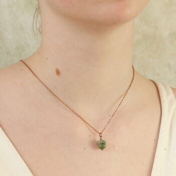Moss Green Small Olive Acorn Necklace, 3 of 9