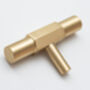 Satin Brass Tbar Handle With Hexagon On Centre, thumbnail 1 of 6