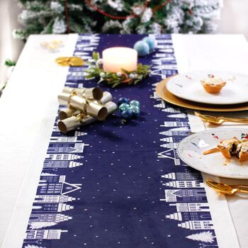 Christmas Table Place Mats Blue Village Four Pack, 4 of 4