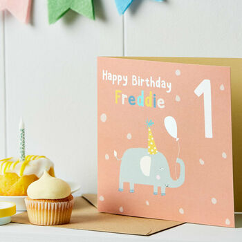 Children's Elephant Birthday Card With Age, 3 of 3