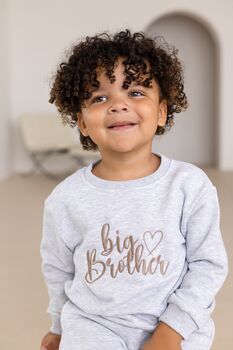 Embroidered Big/Little Sibling Sweatshirts With Heart Design Sister And Brother Available, 3 of 12