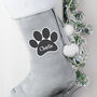 Personalised Paw Print Grey Pet Christmas Stocking, thumbnail 2 of 3