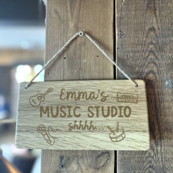 Personalised Music Studio Wooden Sign, 2 of 3