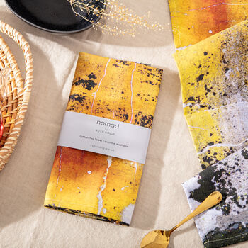 Yellow Ochre Pattern Tea Towel 'Nomad Texture', 2 of 2