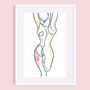 'Sunday Stretch' Nude Line Art Print, thumbnail 1 of 9