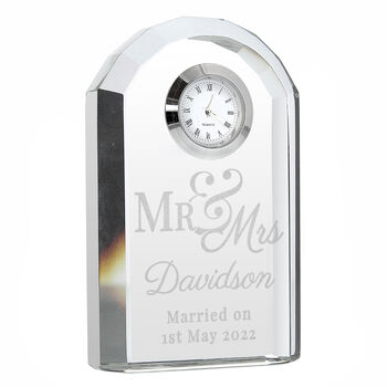 Personalised Mr And Mrs Crystal Clock – Wedding Or Anniversary Gift For Couples, 2 of 2