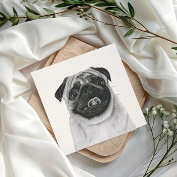 Hand Drawn Adorable Pug Greeting Card, 7 of 7