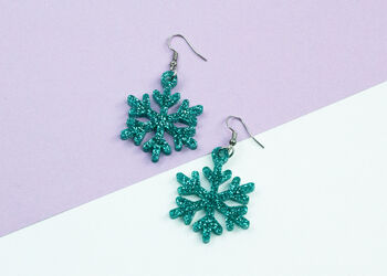 Snowflake Glitter Earrings, 3 of 10