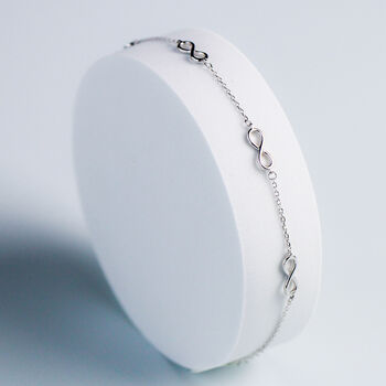 Sterling Silver Infinity Symbol Charm Anklet, 2 of 5