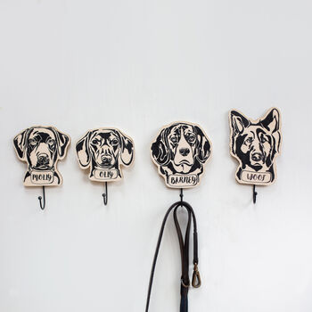 Personalised Wooden Beagle Dog Lead Wall Hook, 5 of 5