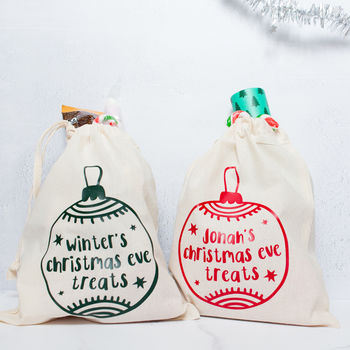 Personalised Christmas Eve Box Bags By Blueberry Boo Kids