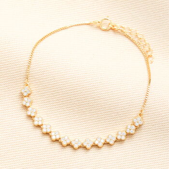 Sterling Silver Crystal Flower Bracelet, 2 of 4