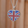 British Union Jack Heart Necklace With Crystals, thumbnail 1 of 4