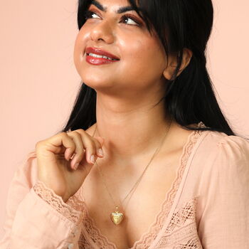 Stainless Steel Swirl Heart Locket Necklace In Gold Plating, 3 of 4