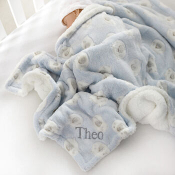 Personalised Blue Teddy Sherpa Baby Blanket, 2 of 10