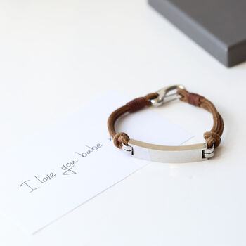 Your Own Handwriting Engraved On Leather Bracelet, 5 of 9