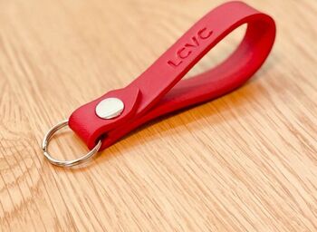 Personalised Red Leather Keyring, 2 of 10