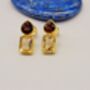 Garnet Citrine Gold Plated Stud Earrings, thumbnail 8 of 9