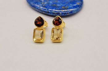 Garnet Citrine Gold Plated Stud Earrings, 8 of 9