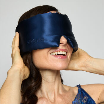 Silk Addict 100% Mulberry Silk Weighted Sleep Mask Navy, 2 of 8