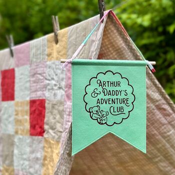 Personalised Daddy And Me Adventure Club Pennant Flag, Gift For Dad, 5 of 6