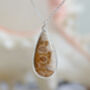 Teardrop Fossilized Coral Necklace In Sterling Silver, thumbnail 2 of 4