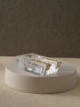 Handmade Frosted Glass Cigar Ashtray With Gold Pattern, 5 of 8