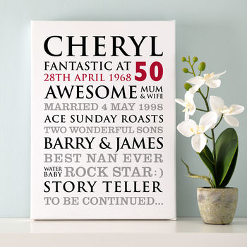Personalised 50th Birthday Typographic Art Print, 5 of 11