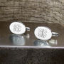 Engraved Oval Sterling Silver Monogram Cufflinks, thumbnail 4 of 5