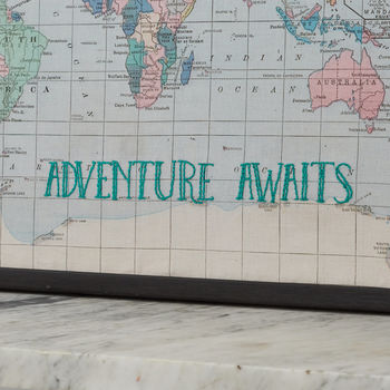 'Adventure Awaits' Fabric World Map Noticeboard, 2 of 5