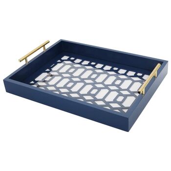 Elegant Decorative Tray With Polished Metal Handles, 3 of 7