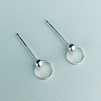 Sterling Silver Circle Dangle Stud Earrings, 2 of 5