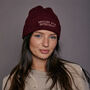 Embroidered Personalised Slogan Beanie Hat, thumbnail 3 of 9