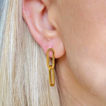 Paperclip Chain Link Drop Earrings, 3 of 5