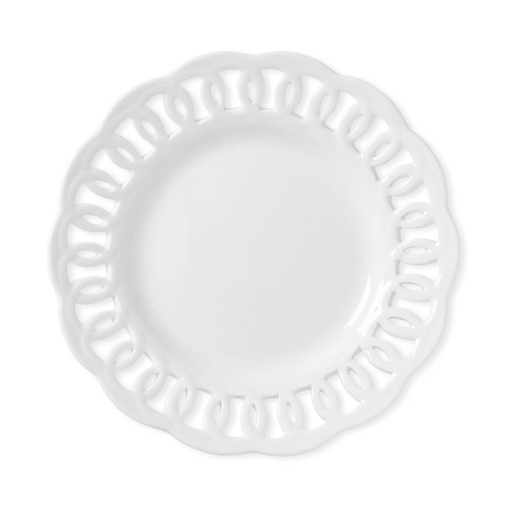 Firenze Carved White Dessert Plate By Duchess & Butler